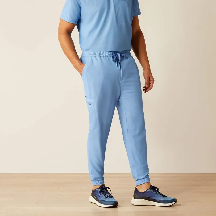 Men Scrubs Ariat Drew Cargo Stretch Jogger Scrub Pant Light Blue Heather