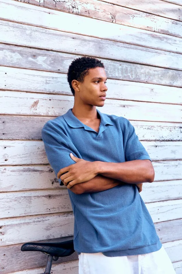 Men Shirts and Polos Cotton On Resort Short Sleeve Polo Pacific Blue