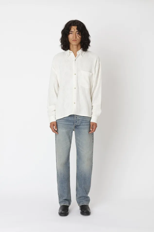 Men Shirts Wonhundred Maza Jacquard 8211 Off White