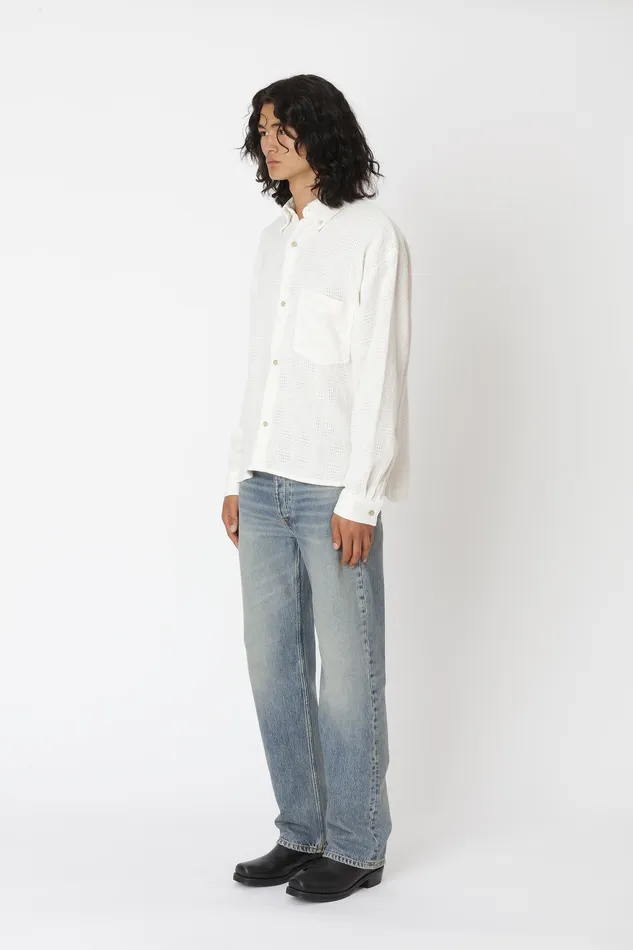 Men Shirts Wonhundred Maza Jacquard 8211 Off White