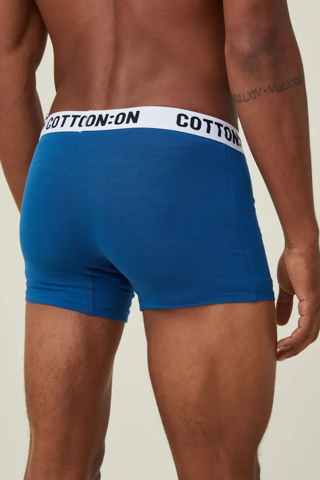 Men Socks and Underwear Cotton On Organic Cotton Trunks Rave Bluewhiteblack