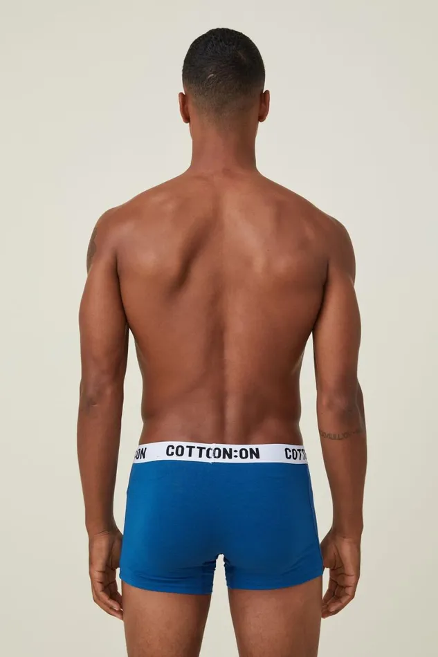 Men Socks and Underwear Cotton On Organic Cotton Trunks Rave Bluewhiteblack