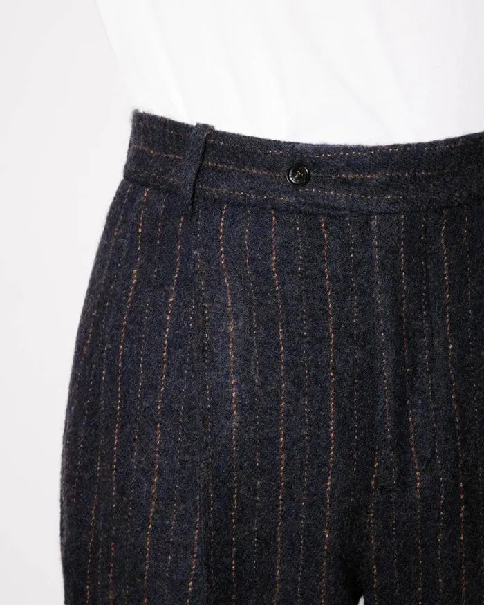 Men Straight Pleated Tailored Pants In Virgin Wool Blue Black Kenzo Pants And Shorts