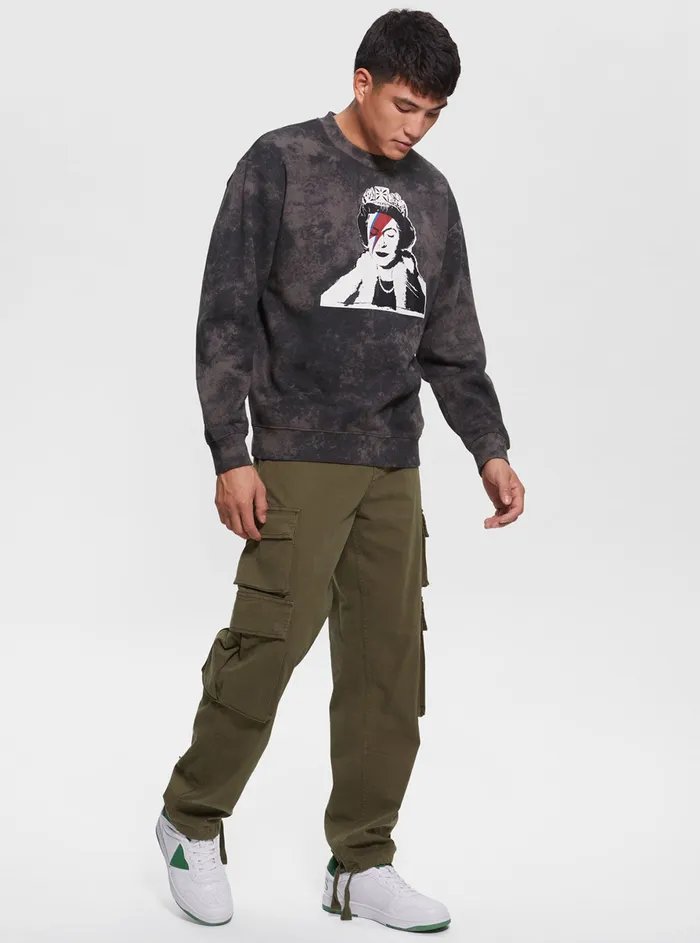 Men Sweaters and Knits GUESS Black Multi Leon Queen Jumper Men Sweaters and Knits GUESS Black Multi Leon Queen Jumper