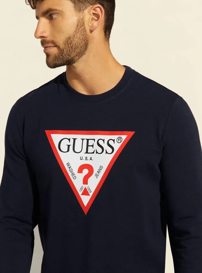 Men Sweaters and Knits GUESS Deep Navy Audley Fleece Jumper