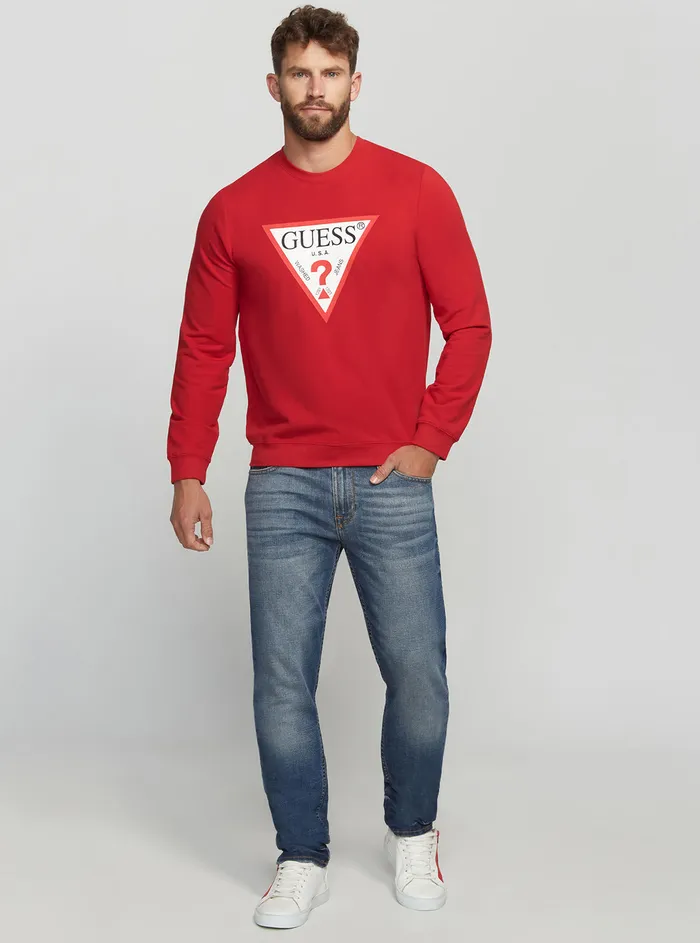 Men Sweaters and Knits GUESS Eco Red Audley Logo Jumper Men Sweaters and Knits GUESS Eco Red Audley Logo Jumper