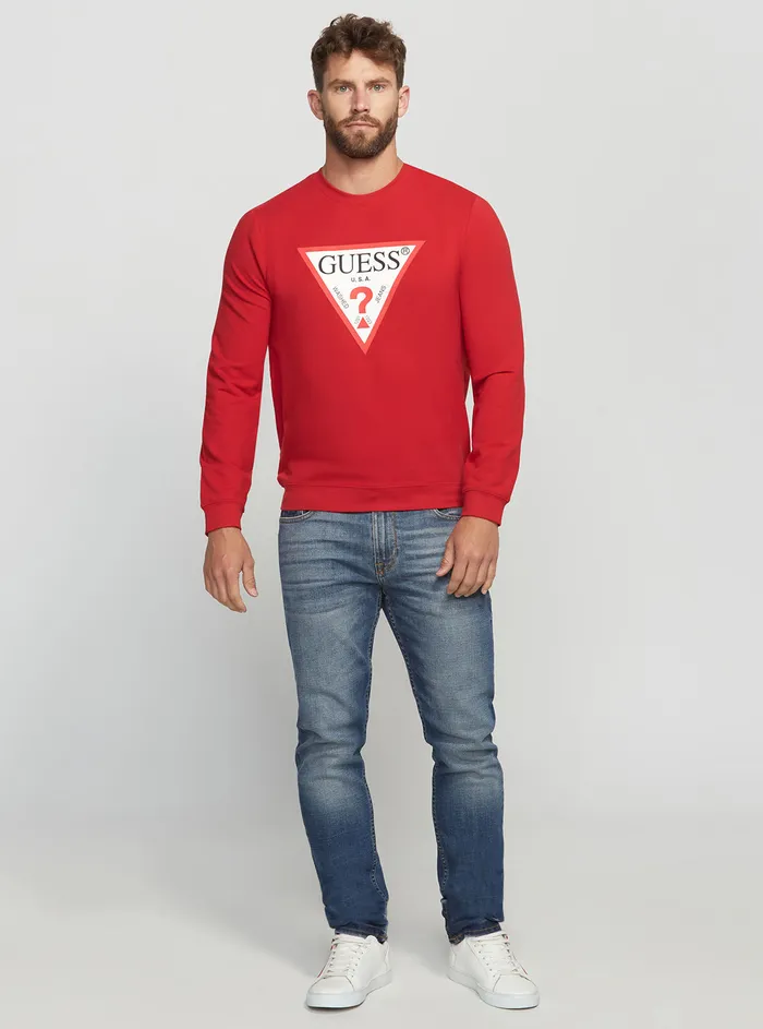 Men Sweaters and Knits GUESS Eco Red Audley Logo Jumper Men Sweaters and Knits GUESS Eco Red Audley Logo Jumper