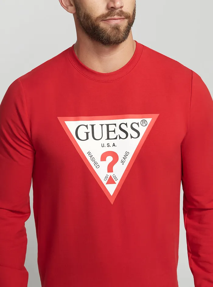 Men Sweaters and Knits GUESS Eco Red Audley Logo Jumper Men Sweaters and Knits GUESS Eco Red Audley Logo Jumper