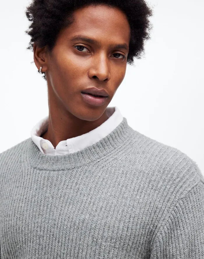 Men Sweaters Madewell The Wyckoff Sweater Grey Marl