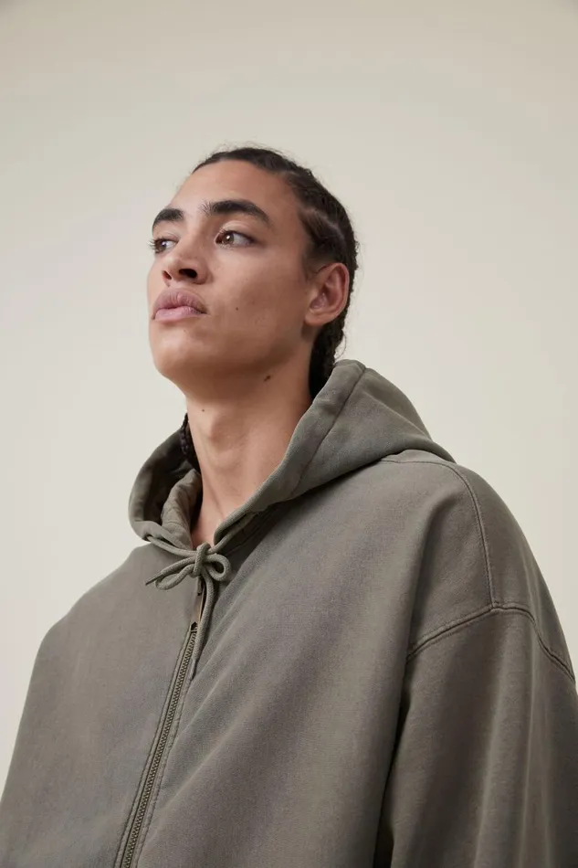 Men Sweats and Hoodies Cotton On Oversized Zip Up Hoodie Jungle Khaki