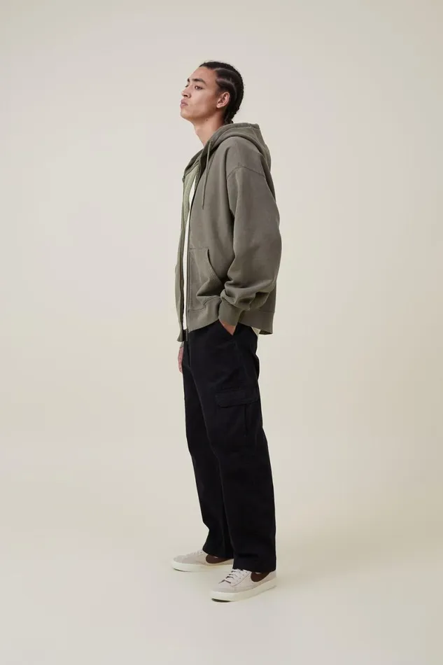 Men Sweats and Hoodies Cotton On Oversized Zip Up Hoodie Jungle Khaki