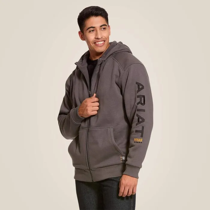 Men Sweatshirts and Hoodies Ariat Rebar AllWeather Full Zip Hoodie Rebar Grey
