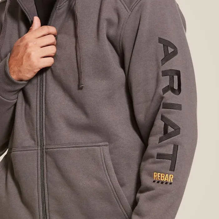Men Sweatshirts and Hoodies Ariat Rebar AllWeather Full Zip Hoodie Rebar Grey
