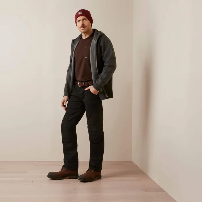 Men Sweatshirts and Hoodies Ariat Rebar Born For This Full Zip Hoodie Charcoal Heather