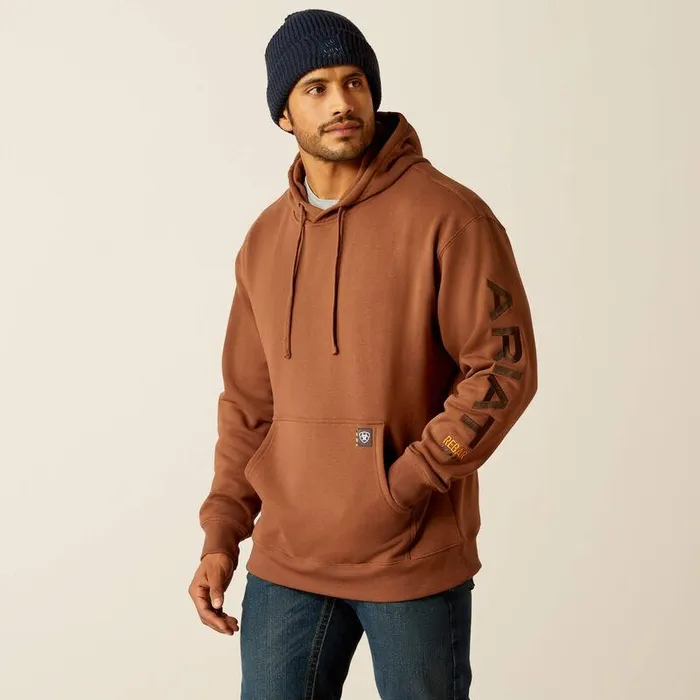 Men Sweatshirts and Hoodies Ariat Rebar Graphic Hoodie Azteccoffee Bean