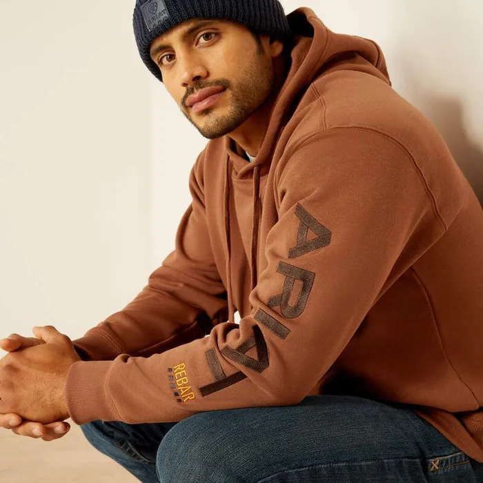 Men Sweatshirts and Hoodies Ariat Rebar Graphic Hoodie Azteccoffee Bean