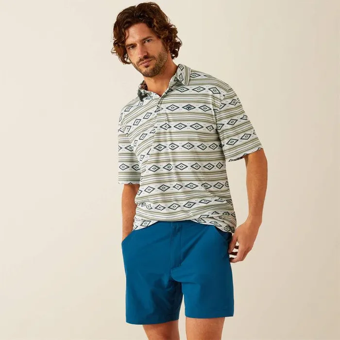 Men TShirts and Polos Ariat All Over Print Polo White Serape