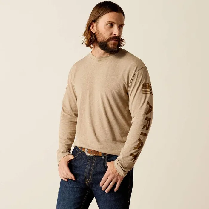 Men TShirts and Polos Ariat Ariat Elevated V2 TShirt Oatmeal Heather