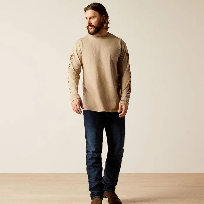 Men TShirts and Polos Ariat Ariat Elevated V2 TShirt Oatmeal Heather