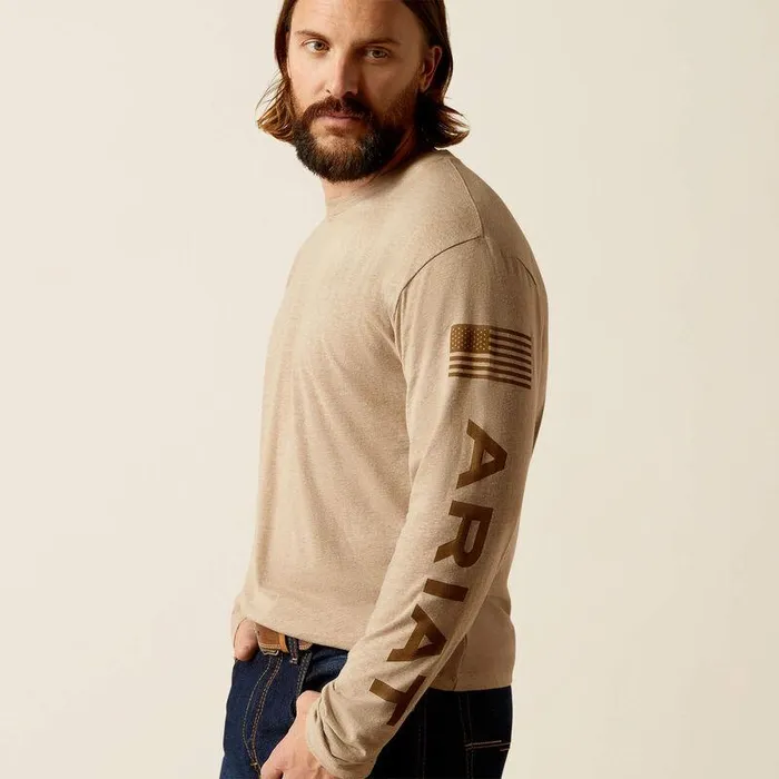 Men TShirts and Polos Ariat Ariat Elevated V2 TShirt Oatmeal Heather
