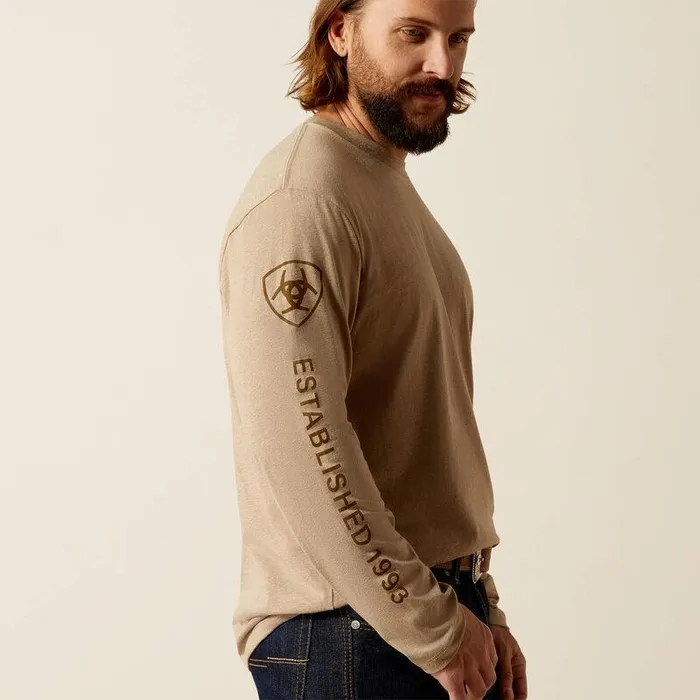 Men TShirts and Polos Ariat Ariat Elevated V2 TShirt Oatmeal Heather