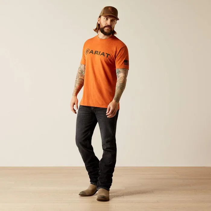 Men TShirts and Polos Ariat Ariat Shield Flag TShirt Adobe Heather Men TShirts and Polos Ariat Ariat Shield Flag TShirt Adobe Heather