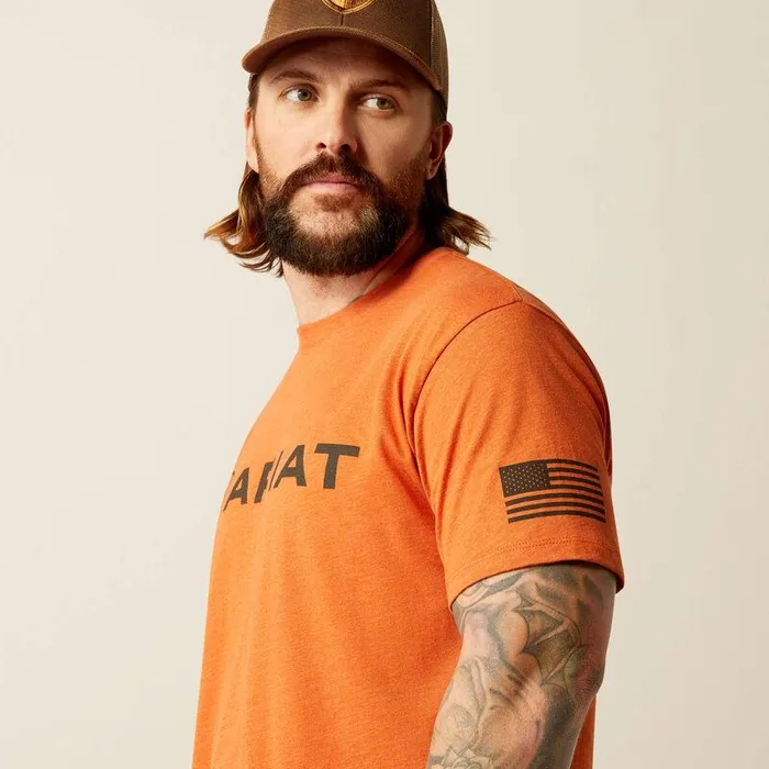 Men TShirts and Polos Ariat Ariat Shield Flag TShirt Adobe Heather Men TShirts and Polos Ariat Ariat Shield Flag TShirt Adobe Heather