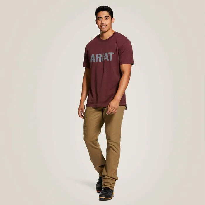 Men TShirts and Polos Ariat Rebar Cotton Strong Block Burgundy Heather Men TShirts and Polos Ariat Rebar Cotton Strong Block Burgundy Heather