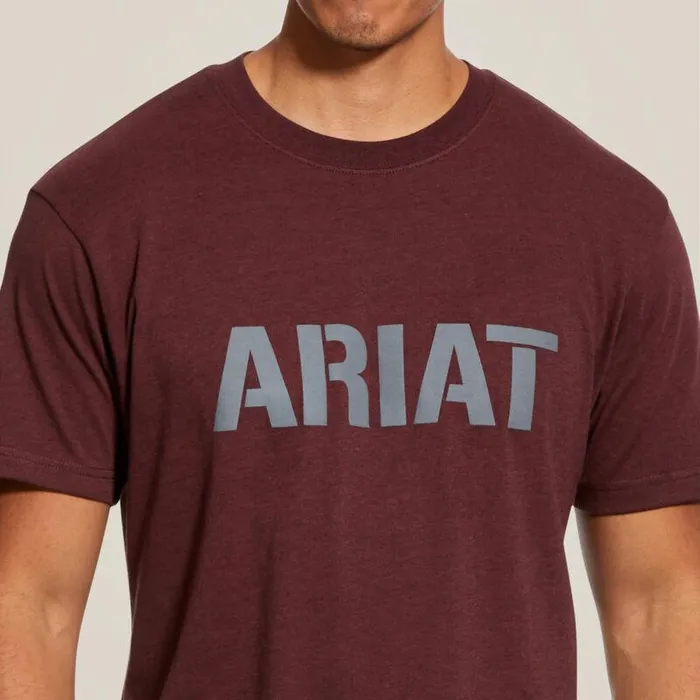 Men TShirts and Polos Ariat Rebar Cotton Strong Block Burgundy Heather Men TShirts and Polos Ariat Rebar Cotton Strong Block Burgundy Heather