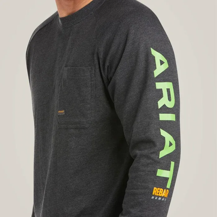 Men TShirts and Polos Ariat Rebar Cotton Strong Graphic TShirt Charcoal Heatherandlime Men TShirts and Polos Ariat Rebar Cotton Strong Graphic TShirt Charcoal Heatherandlime