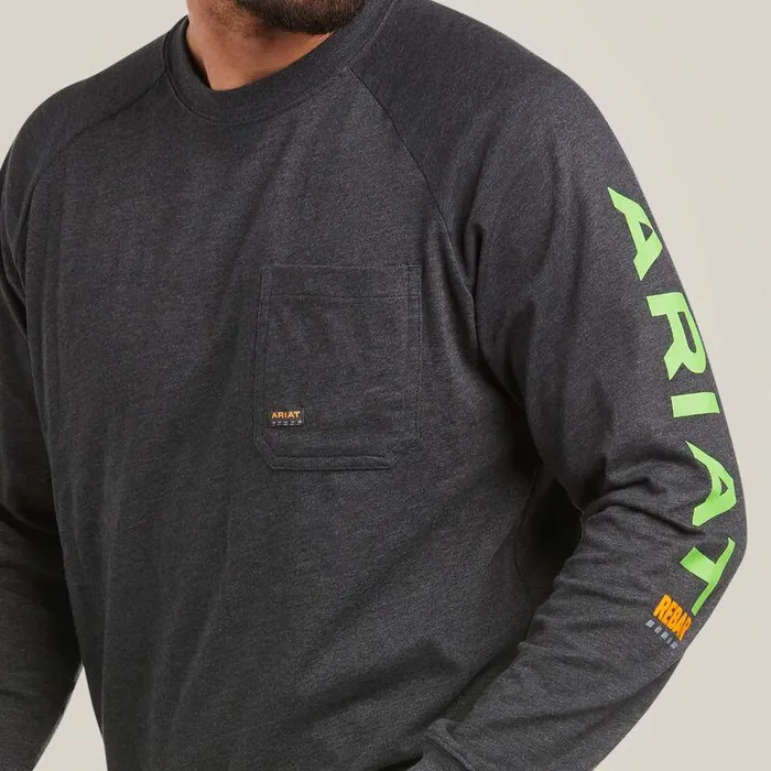 Men TShirts and Polos Ariat Rebar Cotton Strong Graphic TShirt Charcoal Heatherandlime Men TShirts and Polos Ariat Rebar Cotton Strong Graphic TShirt Charcoal Heatherandlime