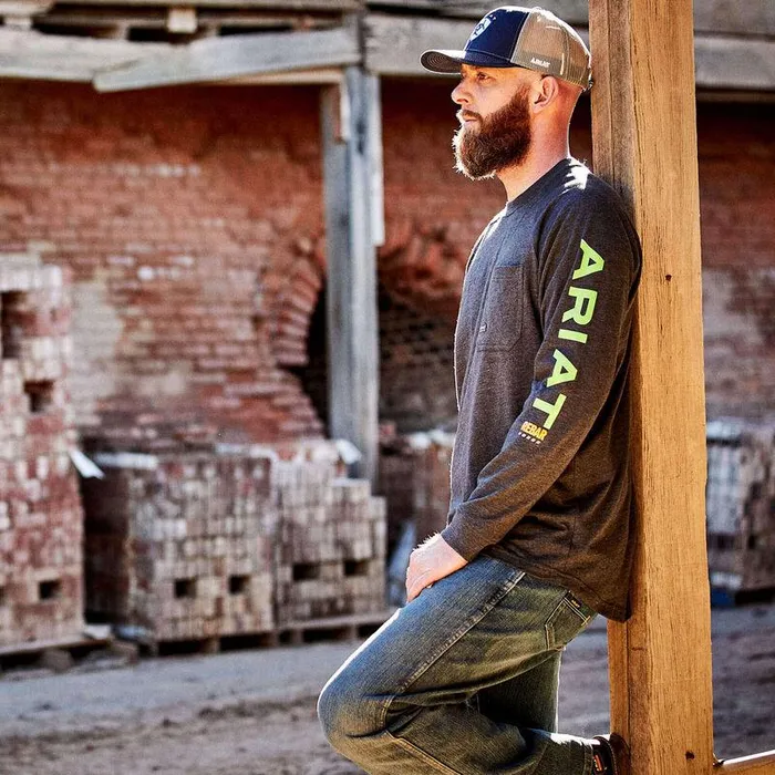Men TShirts and Polos Ariat Rebar Cotton Strong Graphic TShirt Charcoal Heatherandlime Men TShirts and Polos Ariat Rebar Cotton Strong Graphic TShirt Charcoal Heatherandlime