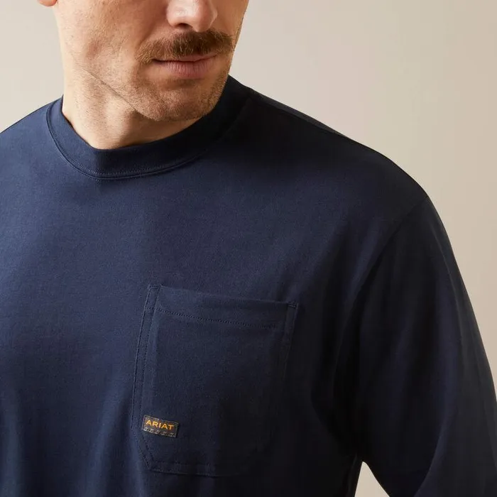 Men TShirts and Polos Ariat Rebar Cotton Strong Stacking Dimes Navy Men TShirts and Polos Ariat Rebar Cotton Strong Stacking Dimes Navy
