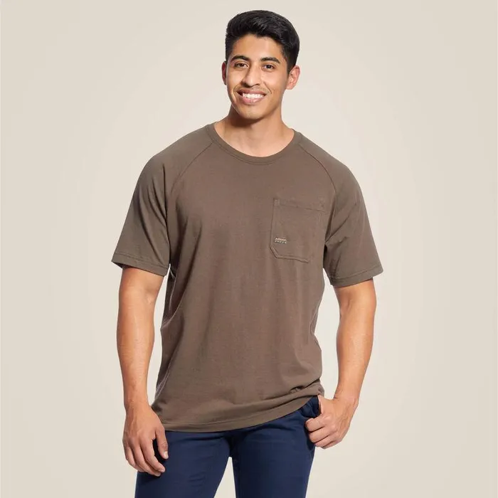 Men TShirts and Polos Ariat Rebar Cotton Strong TShirt Moss