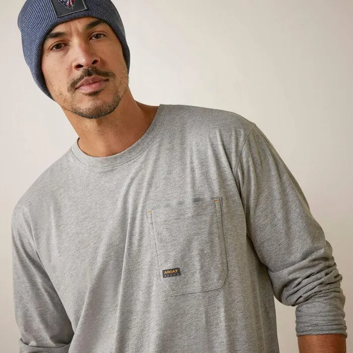 Men TShirts and Polos Ariat Rebar Workman Patches Heather Grey