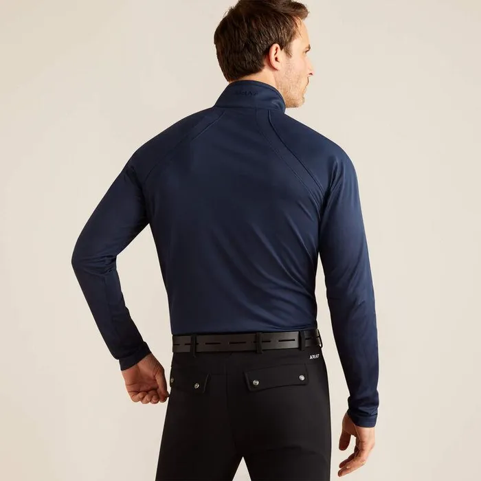 Men TShirts and Polos Ariat Sunstopper 30 14 Zip Baselayer Navy Eclipse