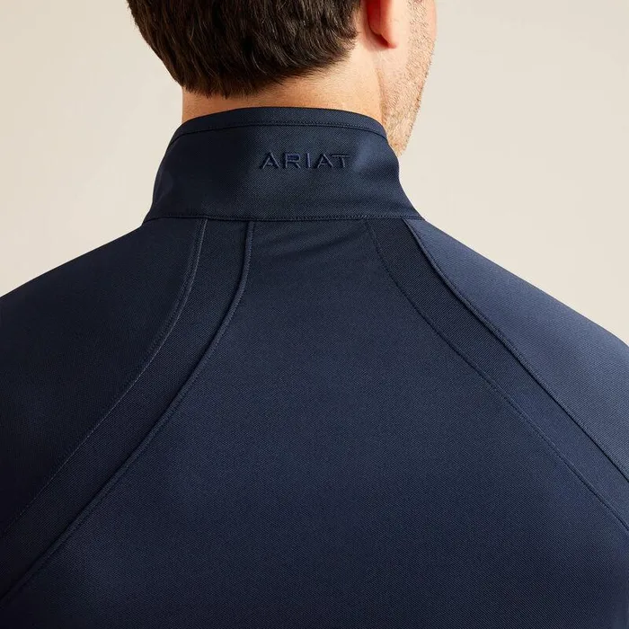Men TShirts and Polos Ariat Sunstopper 30 14 Zip Baselayer Navy Eclipse