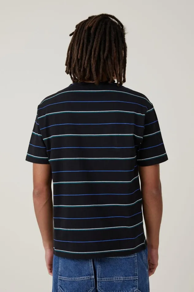 Men Tees and Tanks Cotton On Loose Fit Stripe TShirt Black Pop Easy Stripe gravity