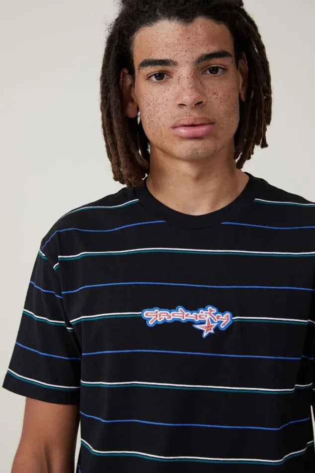 Men Tees and Tanks Cotton On Loose Fit Stripe TShirt Black Pop Easy Stripe gravity