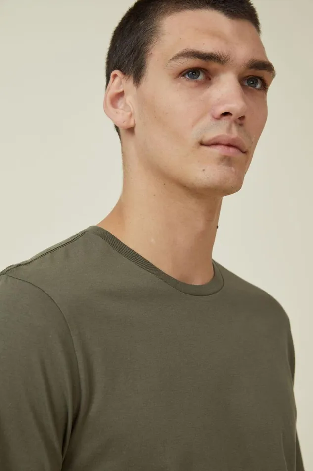 Men Tees and Tanks Cotton On Organic Longline TShirt Military
