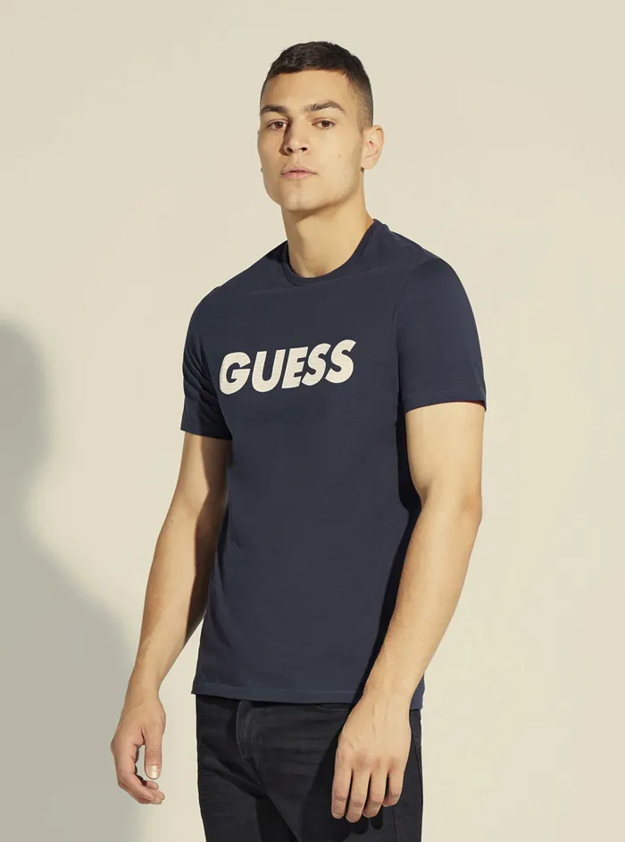 Men Tees and Tanks GUESS Blue Labyrinth Logo Tshirt Men Tees and Tanks GUESS Blue Labyrinth Logo Tshirt