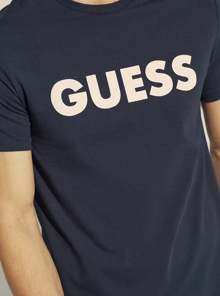 Men Tees and Tanks GUESS Blue Labyrinth Logo Tshirt Men Tees and Tanks GUESS Blue Labyrinth Logo Tshirt