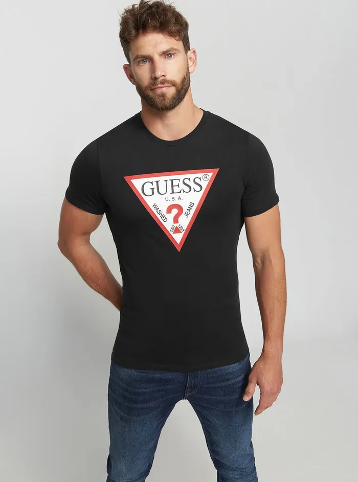 Men Tees and Tanks GUESS Eco Black Original Logo Tshirt
