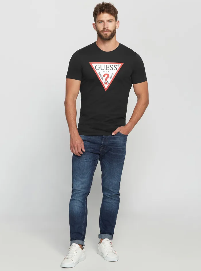 Men Tees and Tanks GUESS Eco Black Original Logo Tshirt
