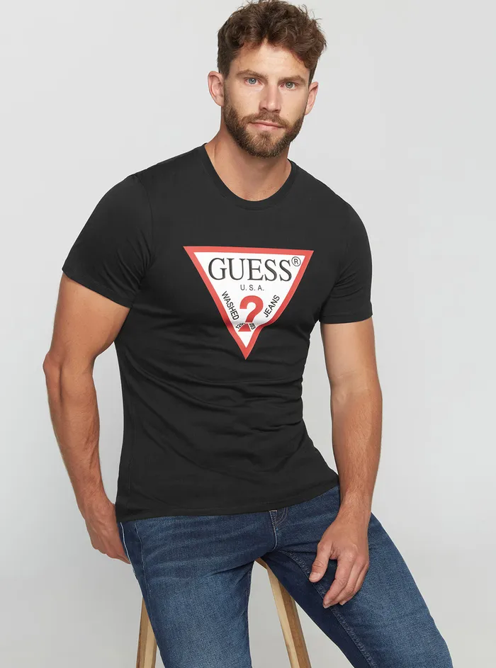 Men Tees and Tanks GUESS Eco Black Original Logo Tshirt