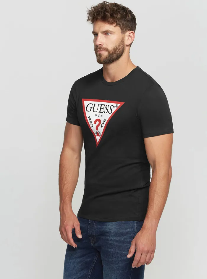 Men Tees and Tanks GUESS Eco Black Original Logo Tshirt