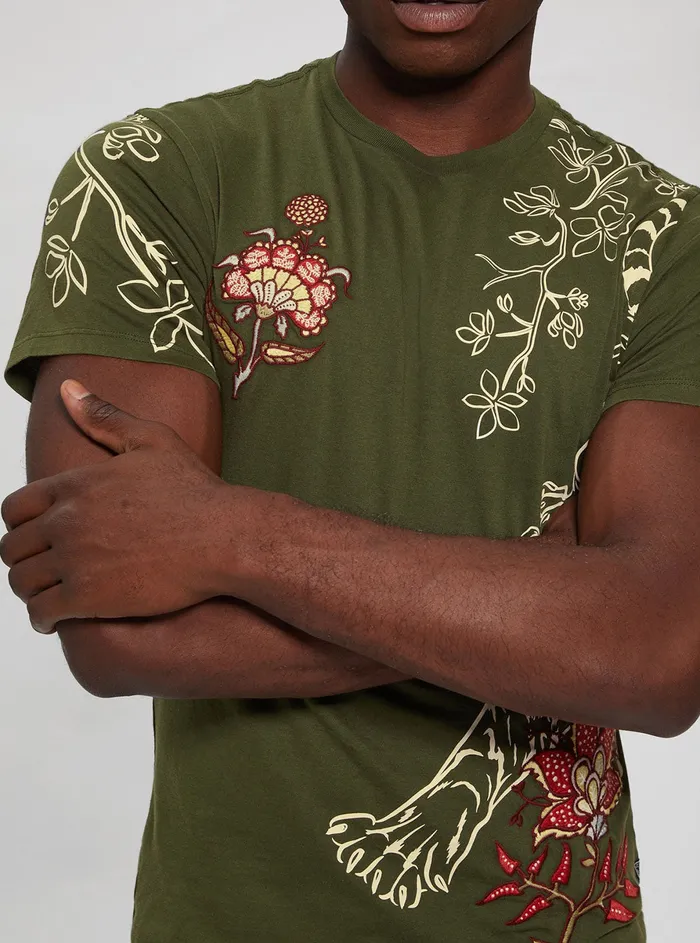 Men Tees and Tanks GUESS Eco Green Tiger Floral Tshirt