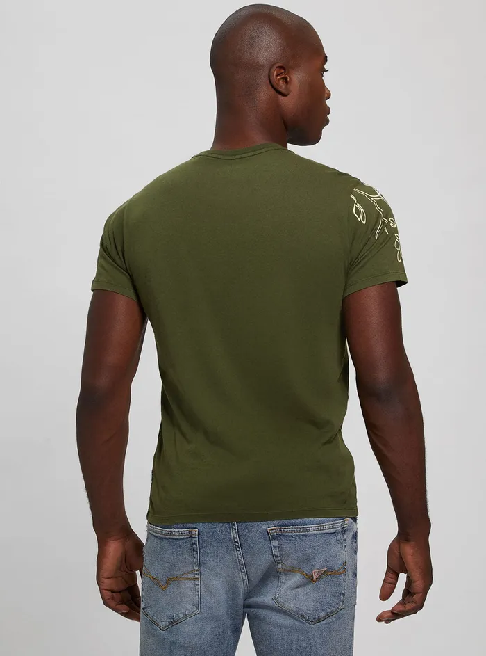 Men Tees and Tanks GUESS Eco Green Tiger Floral Tshirt