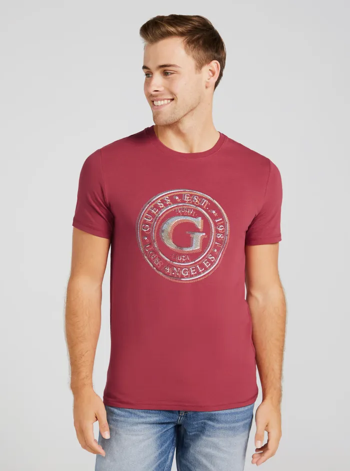 Men Tees and Tanks GUESS Eco Raspberry G Logo Tshirt