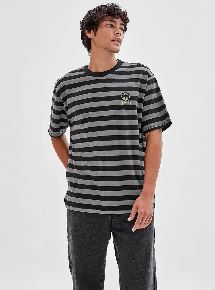 Men Tees and Tanks GUESS Guess Originals X Batman Black Stripe Tshirt